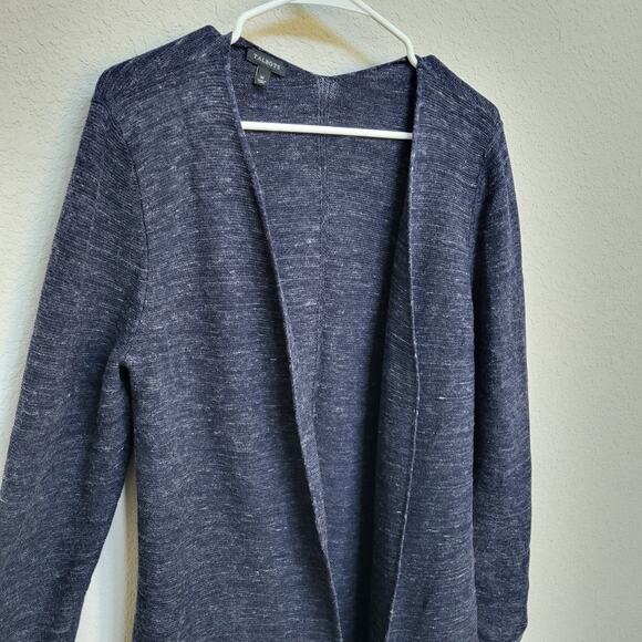 Talbots Cardigan Sweater Womens Medium Blue Open Front Fringe Casual Layering - Picture 7 of 11